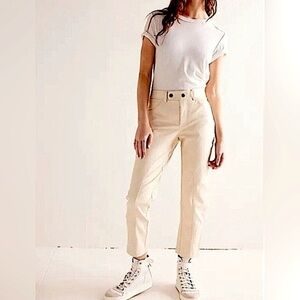 NWOT Free People, We The Free, Rebel Vegan Leather Pants, Size 6 Sugar Cookie